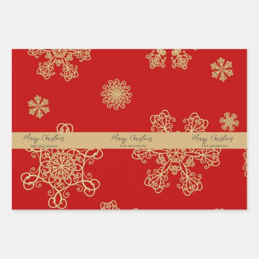 Goldmedaille und Schneeflocken Geschenkpapier Set (Vorderseite 3)