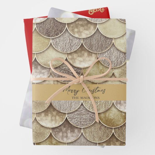 Goldmedaille und Schneeflocken Geschenkpapier Set (Beispiel)