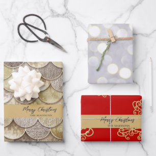 Goldmedaille und Schneeflocken Geschenkpapier Set