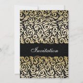 Goldmedaille und Schwarze Swirling Border Wedding Einladung (Vorderseite)