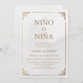 Goldmedaille Verzierte Creme Einladung (Vorne/Hinten)