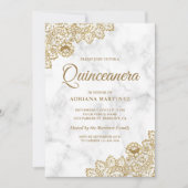 Goldmedaille Vintage Landspitze Quinceanera Einladung (Vorderseite)