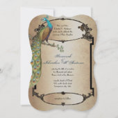 Goldmedaille Vintage Pfauenroaring 20er Deko Weddi Einladung (Vorderseite)