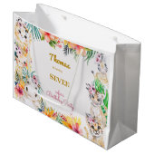 Goldmedaille Wildsafari Kindergeburtstag Große Geschenktüte (Vorderseite Schrägansicht)