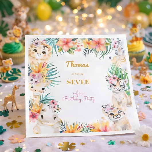 Goldmedaille Wildsafari Kindergeburtstag Serviette