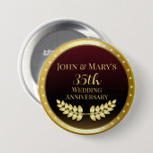 Goldmedaille zum 35. Hochzeitstag Button (Vorne & Hinten)