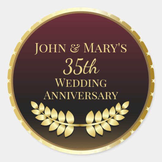 Goldmedaille zum 35. Hochzeitstag Runder Aufkleber (Vorderseite)