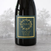 Goldmedaillengewebes Monogramm Grünes Weinetikett