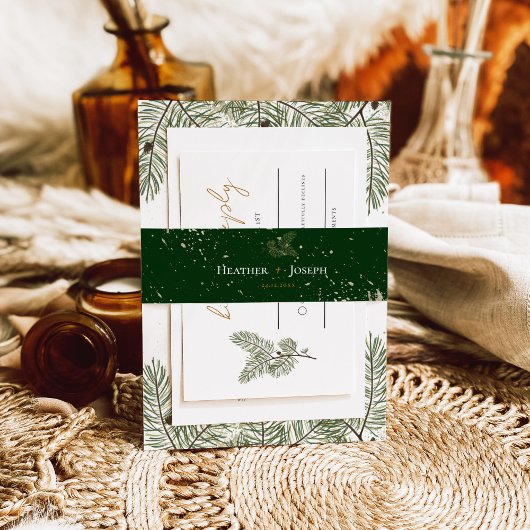 Goldmedaillenhochzeit bei weißem Kiefernkiefer Einladungsbanderole