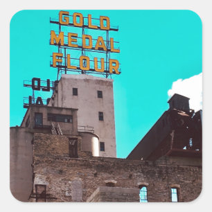 Goldmedaillenmehl Quadratischer Aufkleber