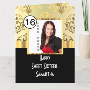 Goldmederkatalog-Fotoschablone 16 . Geburtstag Karte