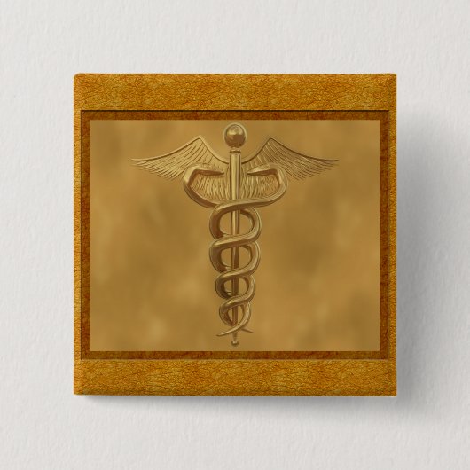 Goldmedizinischer Caduceus Button (Vorderseite)