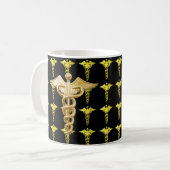 Goldmedizinischer Caduceus Kaffeetasse (Vorderseite Links)