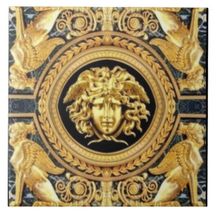 Goldmedusa- und Sphingen-Wandfliese Fliese