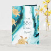 Goldmeerschildkröten, Aquamarin Tinte | Benutzerde Karte (Gelbe Blume)