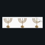 Goldmenorah Autoaufkleber<br><div class="desc">Menora,  Channukah,  metallisch,  hannukah,  hebräisch,  Feiertage,  jew,  Juden,  Judentum,  menorah,  chanukah,  hannuka,  Channuka,  christmukah,  christmukkah,  christmukka,  Judaika Rabbi</div>