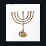 Goldmenorah Notizblock<br><div class="desc">Menora,  Channukah,  metallisch,  hannukah,  hebräisch,  Feiertage,  jew,  Juden,  Judentum,  menorah,  chanukah,  hannuka,  Channuka,  christmukah,  christmukkah,  christmukka,  Judaika Rabbi</div>