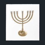 Goldmenorah Notizblock<br><div class="desc">Menora,  Channukah,  metallisch,  hannukah,  hebräisch,  Feiertage,  jew,  Juden,  Judentum,  menorah,  chanukah,  hannuka,  Channuka,  christmukah,  christmukkah,  christmukka,  Judaika Rabbi</div>