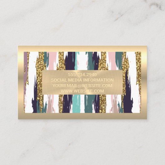 Goldmetall | Artistic Brush Stroke Visitenkarte (Rückseite)