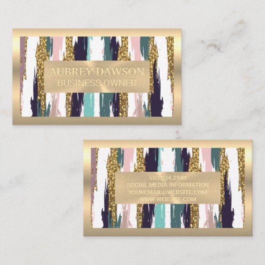 Goldmetall | Artistic Brush Stroke Visitenkarte (Vorne/Hinten)