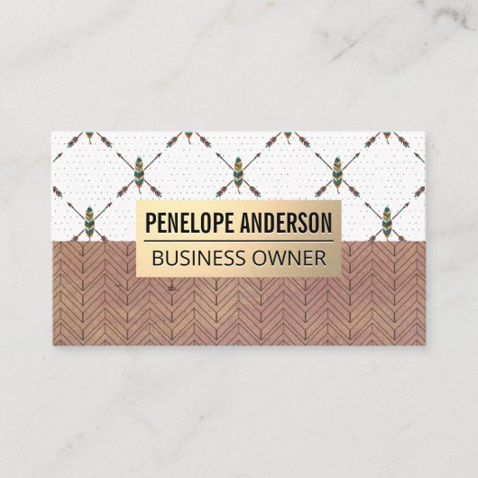 Goldmetall | Bohemisches Muster Visitenkarte (Vorderseite)