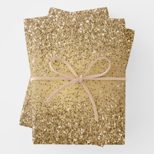 Goldmetall-Glitzer-Sparkle-Muster Geschenkpapier Set (Beispiel)