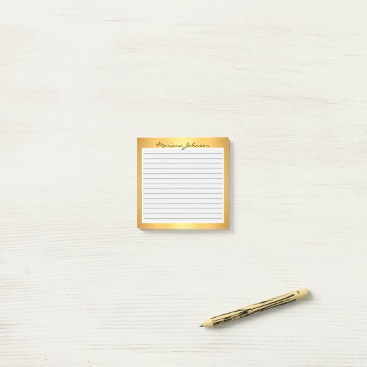 Goldmetall mit Zeilenhintergrund, kundenspezifisch Post-it Klebezettel (Auf Schreibtisch)