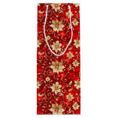 Goldmetall-Poinsettias auf Rot Geschenktüte Für Weinflaschen (Rückseite)