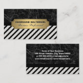 Goldmetall | Schwarzer Marmor und Streifen Visitenkarte (Vorne/Hinten)