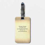 Goldmetall, schwarzer Name & Monogramm, grüne Scha Gepäckanhänger (Rückseite vertikal)
