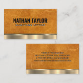 Goldmetall | Tan Leather Visitenkarte (Vorne/Hinten)