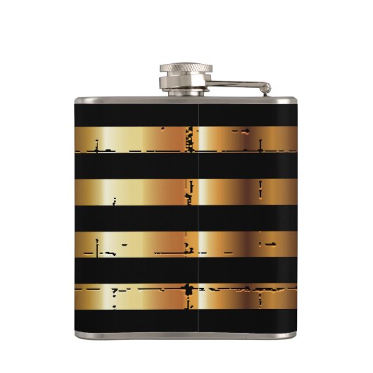 Goldmetall und schwarzer Streifen | DIY Monogram Flachmann (Rückseite)