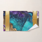 Goldmetallakzente auf Aquamarinen und Lila Wirbel Badhandtuch Set (Handtuch)