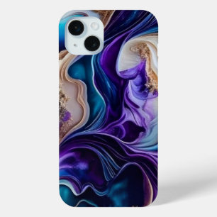Goldmetallakzente auf Aquamarinen und Lila Wirbel Case-Mate iPhone Hülle