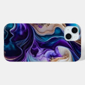 Goldmetallakzente auf Aquamarinen und Lila Wirbel Case-Mate iPhone Hülle (Rückseite (Horizontal))