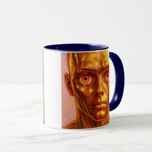 Goldmetallandroid Tasse (VorderseiteRechts)