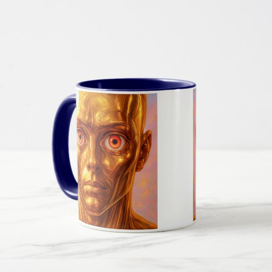 Goldmetallandroid Tasse (Vorderseite Links)