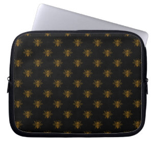 Goldmetalle-Foil-Bienen auf schwarz Laptopschutzhülle