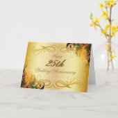 Goldmetallglücklicher 25. mit BlumenHochzeitstag Karte (Gelbe Blume)