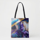 Goldmetallische Akzente auf aquamarinen und lila W Tasche (Vorderseite)