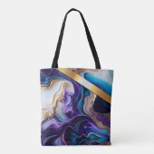 Goldmetallische Akzente auf aquamarinen und lila W Tasche (Rückseite)