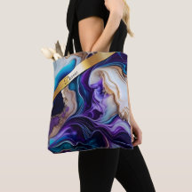 Goldmetallische Akzente auf aquamarinen und lila W