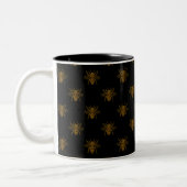 Goldmetallische Folien-Bienen auf Schwarzem Zweifarbige Tasse (Links)
