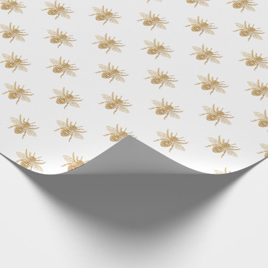Goldmetallische Imitat-Folie Foto-Effekt Bienen Geschenkpapier (Ecke)