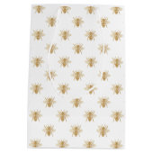 Goldmetallische Imitat-Folie Foto-Effekt Bienen Mittlere Geschenktüte (Rückseite)