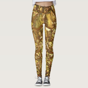 Goldmetallische Schimmer-Druck-Leggings Leggings