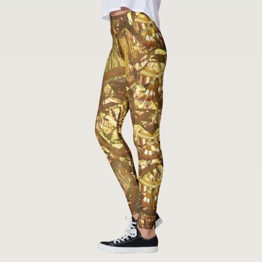 Goldmetallische Schimmer-Druck-Leggings Leggings (Links)