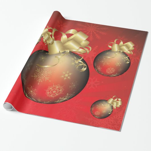 Goldmetallische Weihnachtsball-Dekorationen Geschenkpapier (Ungerollt)
