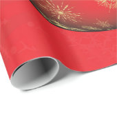 Goldmetallische Weihnachtsball-Dekorationen Geschenkpapier (Rolleneckpunkt)