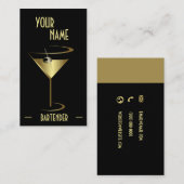 Goldmetallischer Cocktail-Martini-Barkeeper Visitenkarte (Vorne/Hinten)